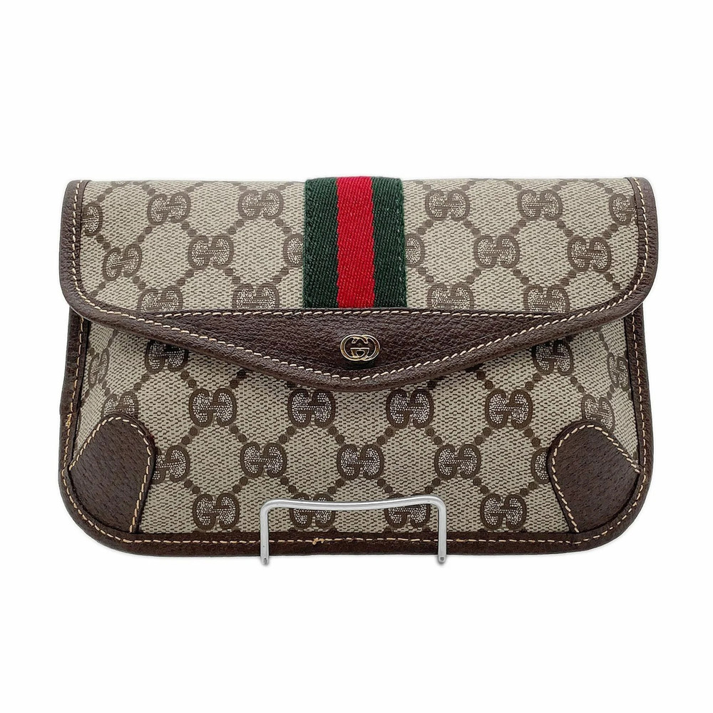 GUCCI Envelope GG Supreme Old Gucci Pouch, Small Item Case, Sherry Coated Can...